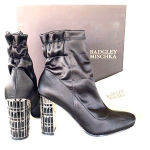 Black & Silver Beaded 4” Ankle Boots